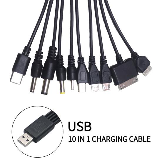 10-in-1 Multi-Device Charging Cable 23cm PVC Tangle-Free Cord Universal High Toughness Data Cable for Most Phone