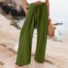 2023 Trendy Wide-Leg Elastic Waist Solid Color Casual Pants