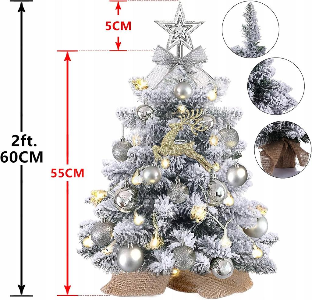 Koiueyw Artificial Christmas Tree 60 Snow-Covered With Led Lighting