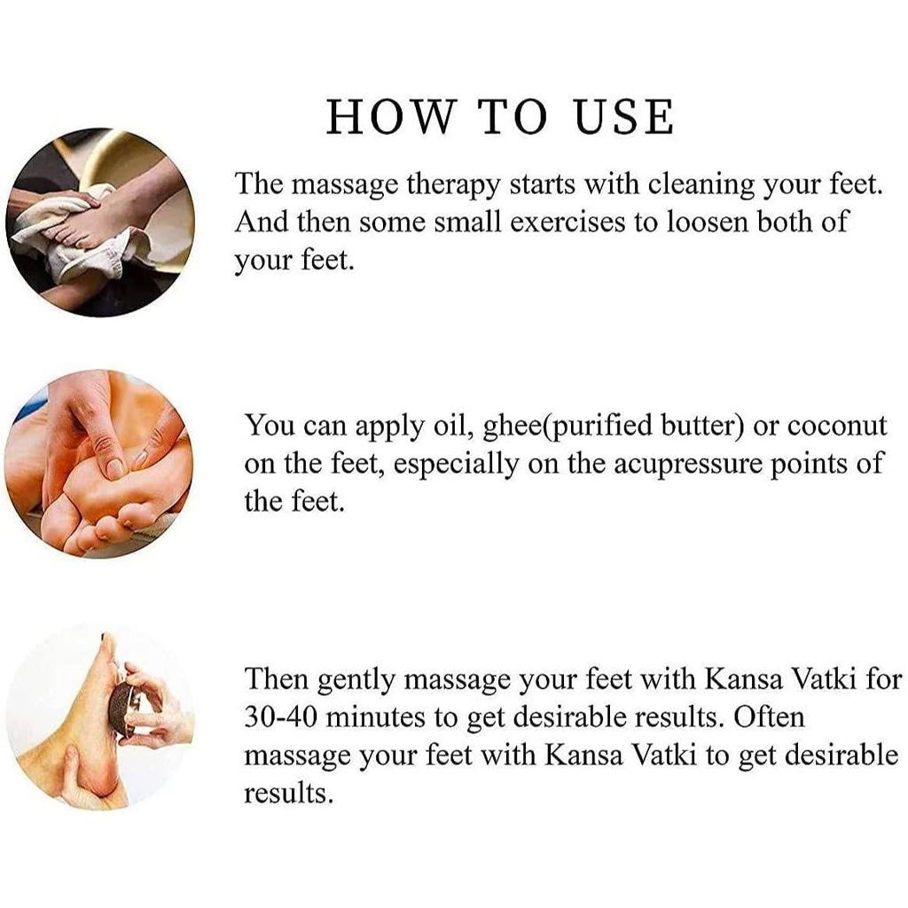 Bronze Kansa Natürliche Vatki Tasse mit Holzgriff Ayurvedische Entgiftung Fußmassagegerät Entspannung & Tiefenreinigung