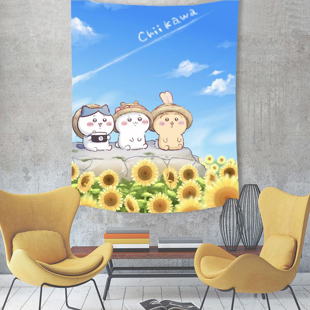 Japanese Anime Usagi Kawaii Hachiware Cute Chiikawa Cartoon Tapestry Room Decoration Home Decor Bedroom Wall Hanging Fabric