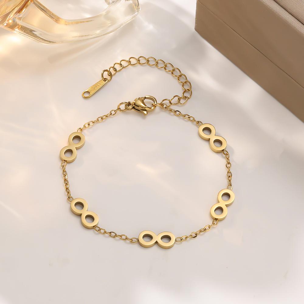 Elegant Digital 8 Titanium Steel Jewelry Set: Bracelet, Necklace, Earrings for Women