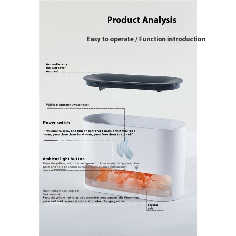 Flame aromatherapy machine USB plug-in flame ambient light bedroom desktop essential oil sleep aid salt stone air humidifier