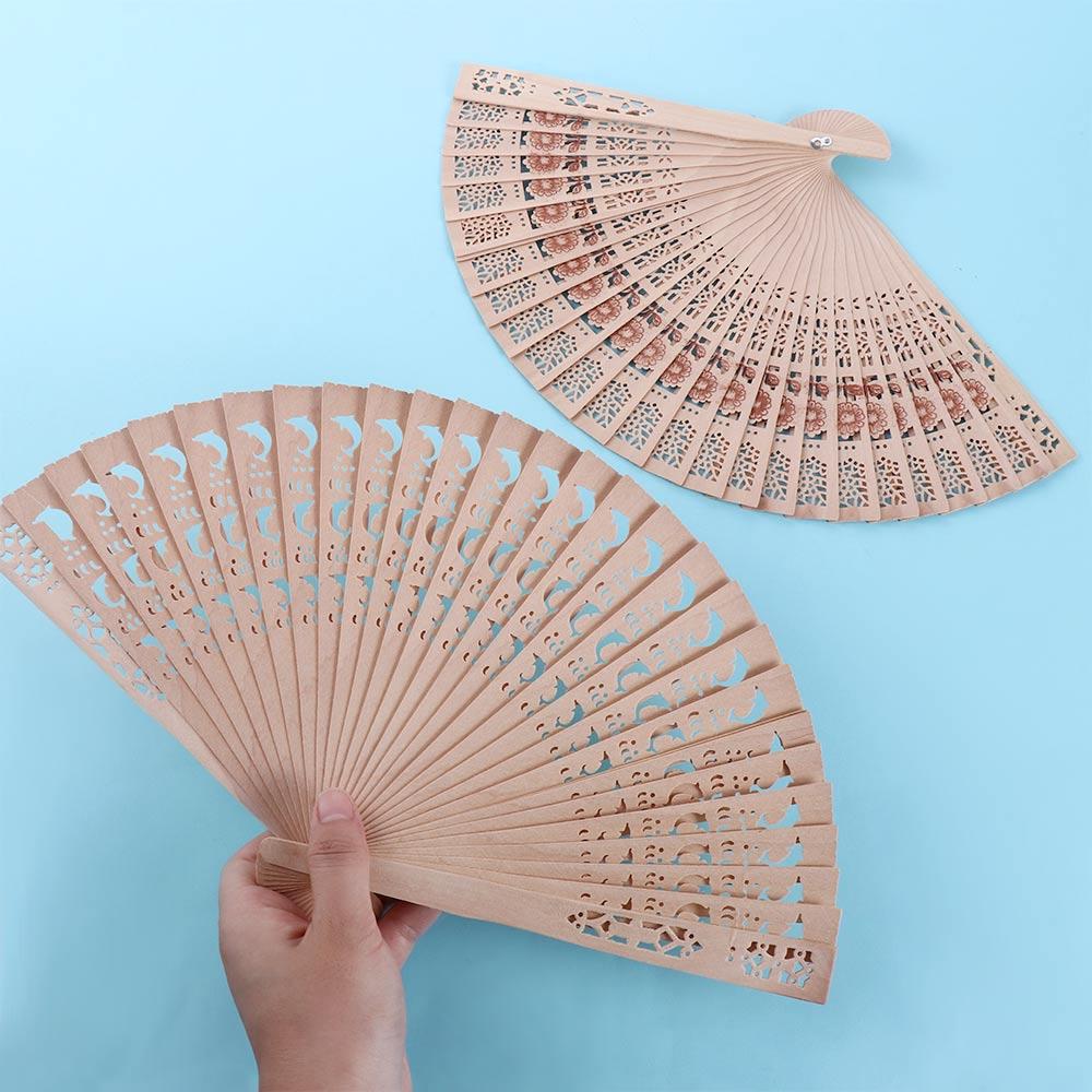 Hand Fan Sandalwood Fan Hand Held Flower Fans Photo Prop Tool Folding Fans Hollow Dance Hand Fans