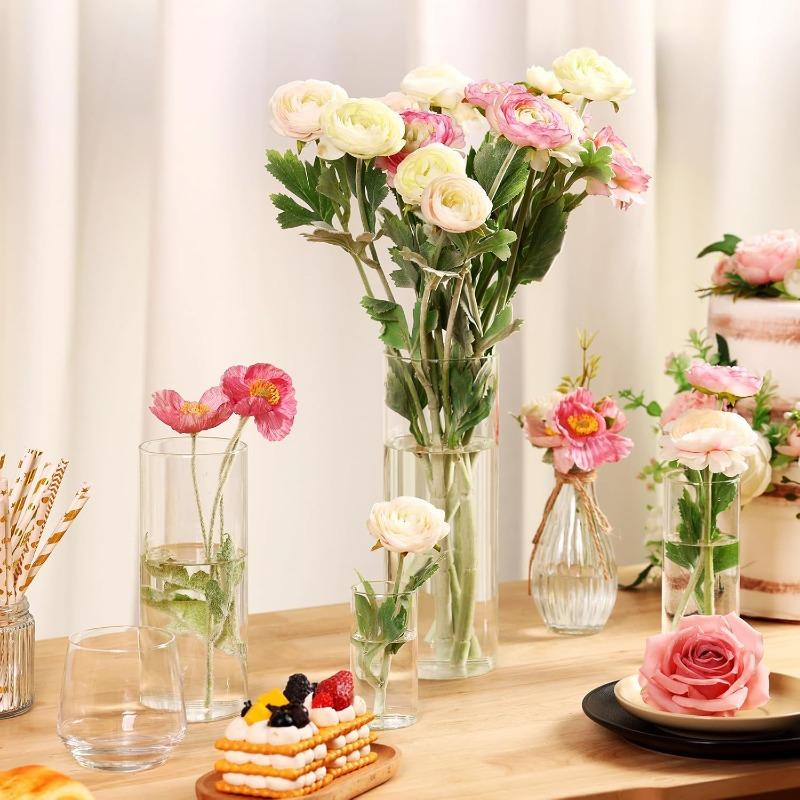 Vaso per Fiori Cilindrico Trasparente in Acrilico Infrangibile Alto Grande Vasi in Plastica per Decorazione Matrimonio Festa Vaso Fioriera Idroponica
