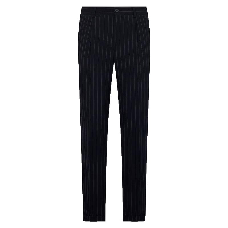 Baoxiniao Men's Business Slim Fit Striped 100% Wool Trousers EBD251701U