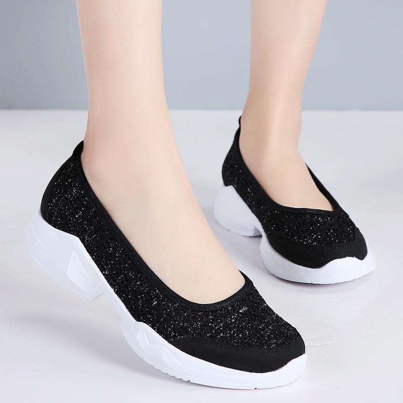 

Soft Soled Ultra Light Plus Size 43 Flat Shoes Women Slip on Loafers Breathable Boat Shoes Ladies Casual Sneakers Gray 36