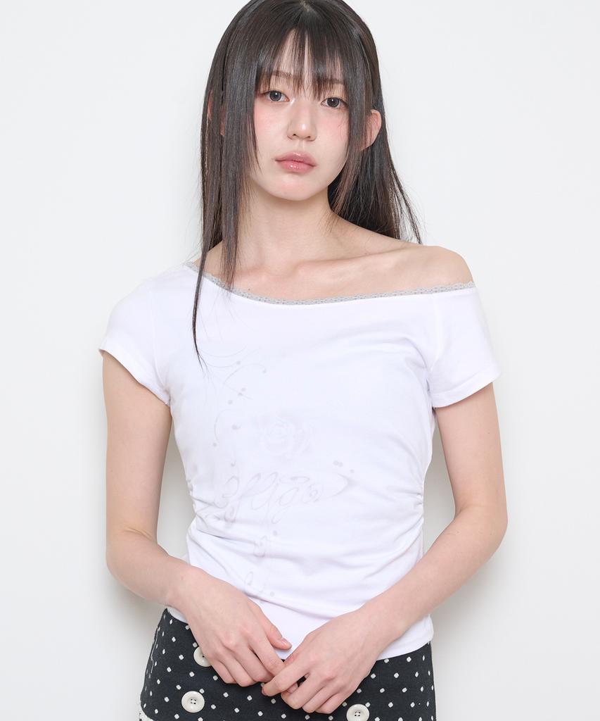 ILLIGO Sesso Floral One-Shoulder Shirred Top White