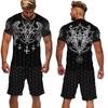 Viking Summer Men T Shirt Set 3D Printed Vintage Clothes Short Sleeve Tshirts Shorts Oversized Tracksuit Fashion Men Sport Suit