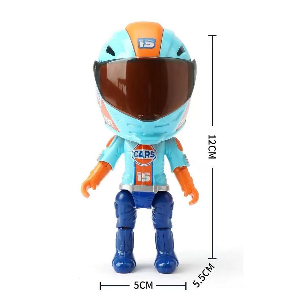 Transformable Alloy Motorcycle Rider Figure with Helmet Desktop Ornament Model Collectible Gift for Boys Kids