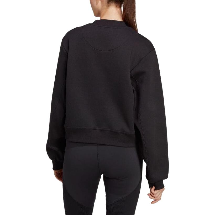 adidas Loose Letter Print Round Neck Long Sleeve Sweatshirt Women Sweatshirt Black HR9172