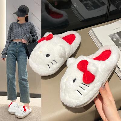 Fashion Plush Slippers Cute Student Autumn Winter Bedroom Soft Padded Plush Bedroom Aldult Shoes Girls Xmas Shoes