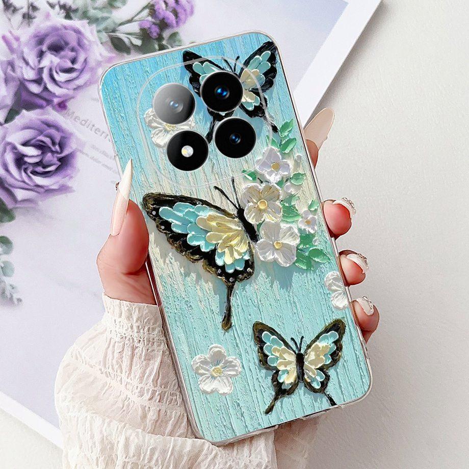 For Xiaomi Redmi Note 14 Pro+ 14Pro Note14 4G 5G Phone Case Back Cover Girly Fashion Flower Butterfly Paintong Soft TPU Fundas