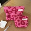 Cute Plush Love Heart Portable Cosmetic Bag Thickened Storage Pouch For Skincare Toiletries