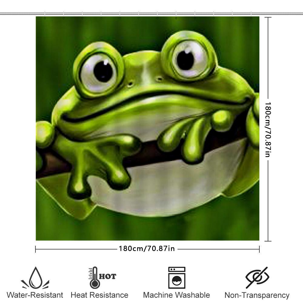 Adorable Green Frog Bath Curtain Waterproof Fabric Print Shower Curtain For Bathroom Decoration Home Accessories