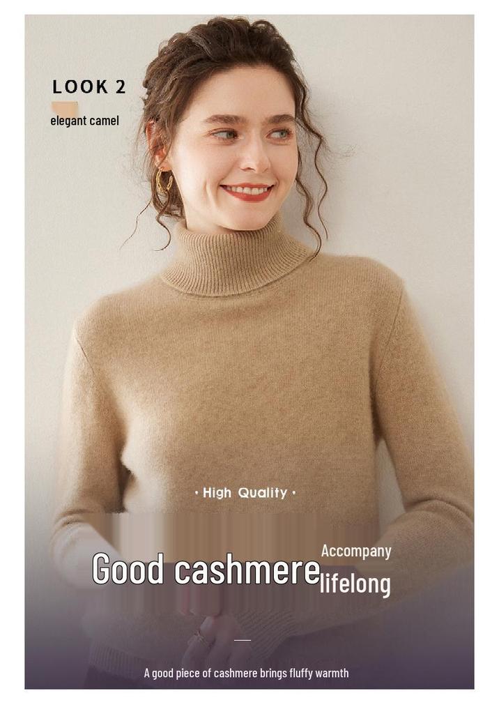 Cashmere Knit Women's High Neck Long Sleeve Sweater - Soft, Loose, Warm, and Skin-Friendly for Autumn and Winter