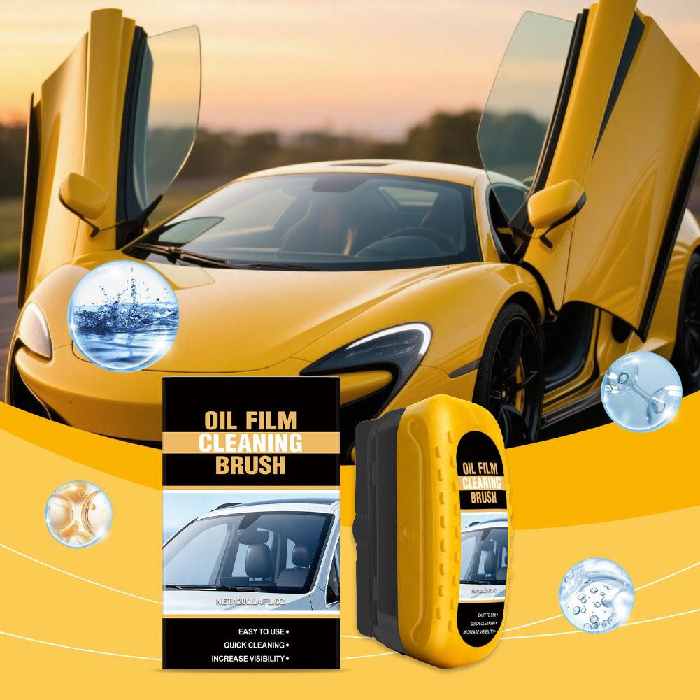 Car windshield oil film removal brush, car window and windshield oil film cleaning brush, automotive glass cleaning brush.