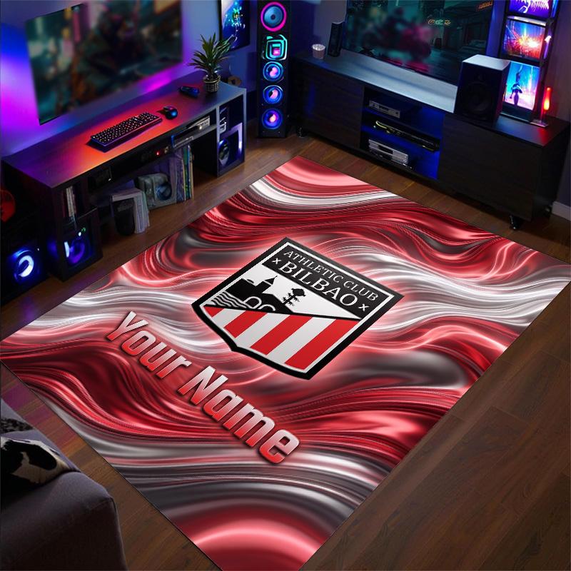 Crystal Velvet Rug Athletic Bilbao FC Print Custom Name Text Floor Mat Home Decor