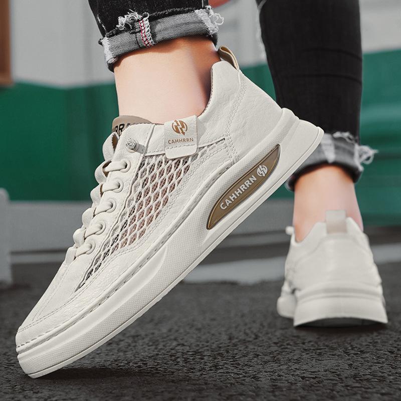 Men'S Four Can Wear Comfortable And Breathable Flat Heels, Light Mouth Color Matching, Casual Daily Lace-Up-Free Men'S Board Shoes