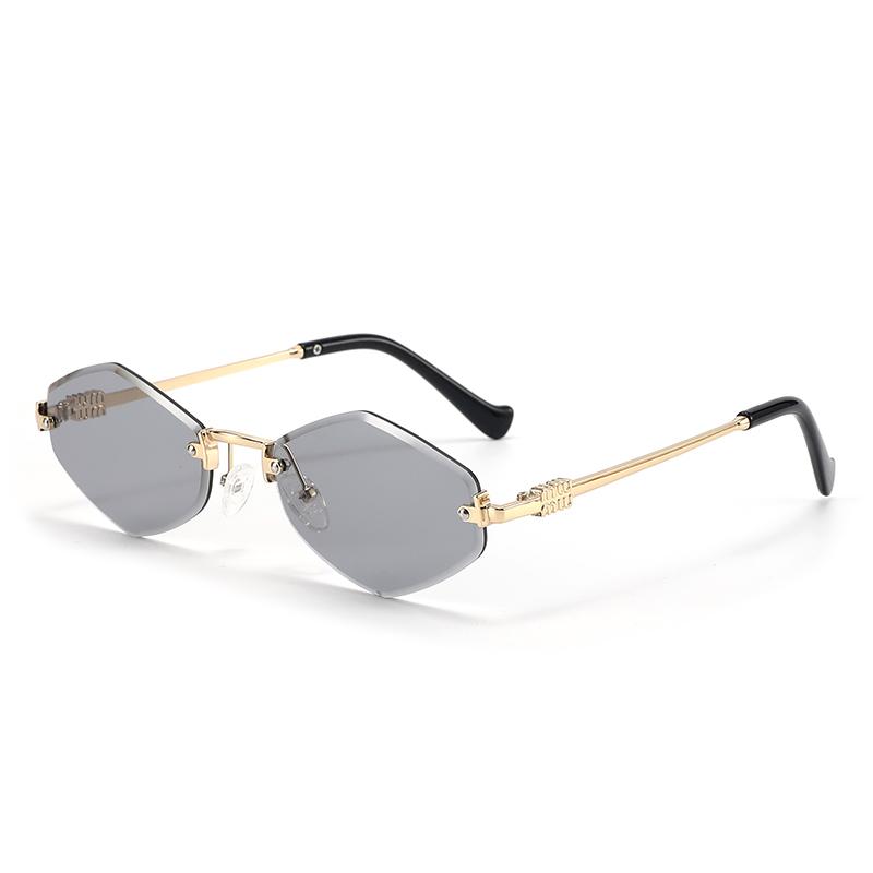 Rimless Irregular Diamond Shape Metal Sunglasses Women Men Retro Fashion Luxury Brand Sun Glasses Beach Lady Man Glasses UV400
