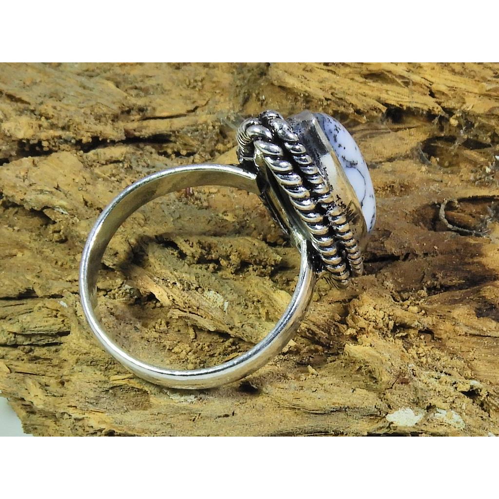 Natural Dendrite Opal Gemstone 925 Solid Sterling Silver Ring Size US-7 PG-141