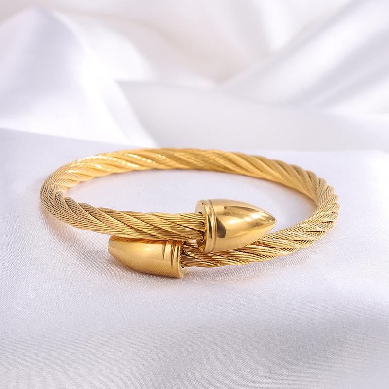 Steel Wire Bullet Girls' High-end European and American Simple Open Bracelet