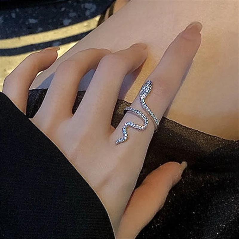 Snake Shaped Design Ring Female, The Niche Design Cool Wind High-Grade Open Index Finger Ring