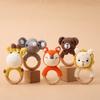 1 Stück Holz Babyrassel Schüttelspielzeug Häkel Löwe Giraffe Holz Babyrassel Beißring Montessori Neugeborenen Tierrassel Spielzeug Geschenk