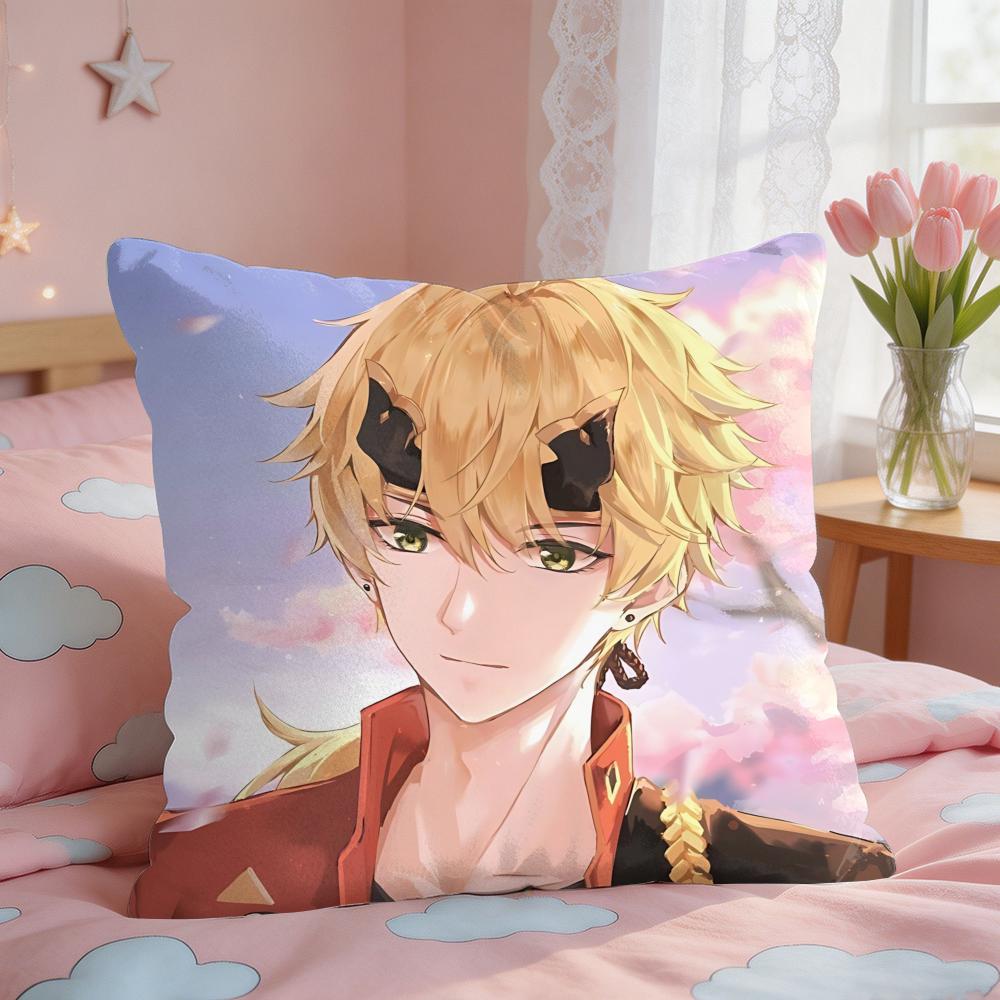 Thoma Genshin Impact Cushion Cover Square Short Plush Pillow Case Living Room Sofa Home Decor Funda X
