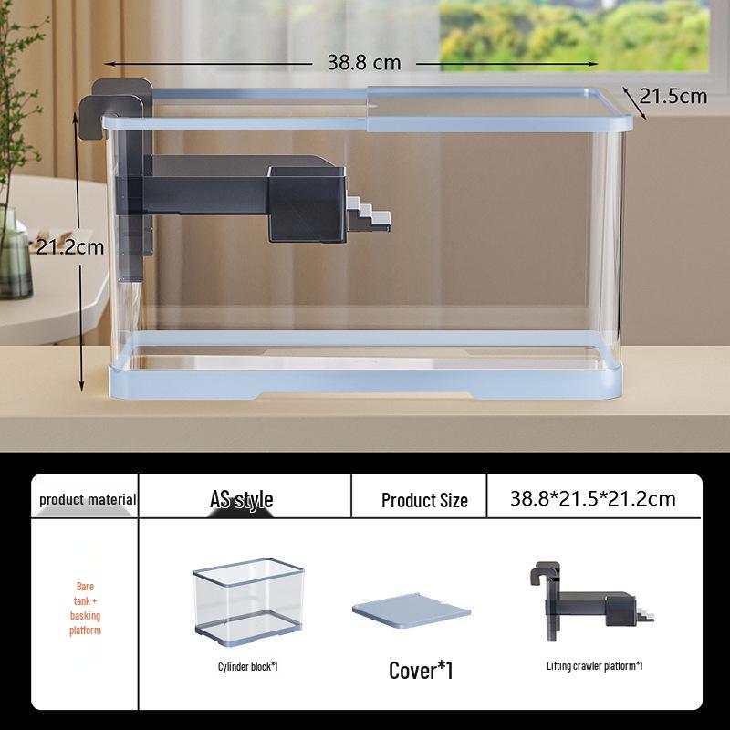 Versatile Desktop Turtle & Fish Aquarium with Basking Platform and Integrated Circulation System