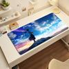 Gaming Mouse Pad Large Desk Mat Antislip Stitched Edges Stylish Blue Anime Print Extended Keyboard Mat for Gamer Office
