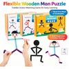 Montessori Puzzle s pózami Hračka Nastavitelná Dřevěná Postavička Vzdělávací Hra pro Děti Předškolní Věk Jemná Motorika a Kognitivní Trénink