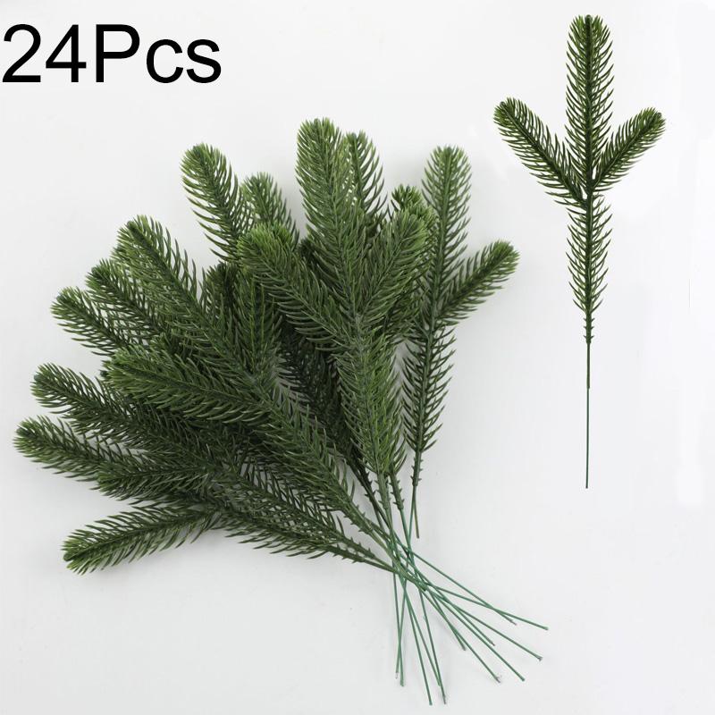

24 шт. Искусственные растения Сделай сам Пластиковые веточки для рождественской елки Сосновые ветви Реалистичные Вечнозеленые и Покрытые снегом