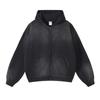 Oversized Cotton Hoodie With Dual Zipper Washed Vintage Gradient Print Unisex Streetwear Sweatshirt Fall