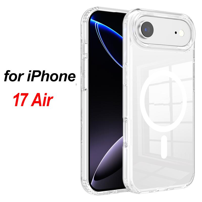 IPhone 17 17Air 17Pro Max Shockproof Transparent Shell PC Clear Cover for IPhone17 for Magsafe Wireless Charge Magnetic Case For