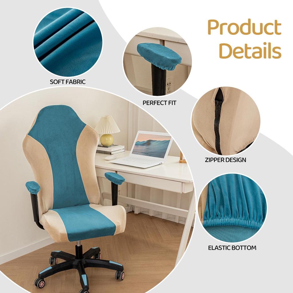 Silver Fox Velvet Gaming Chair Cover with Color Matching and Thick Padding