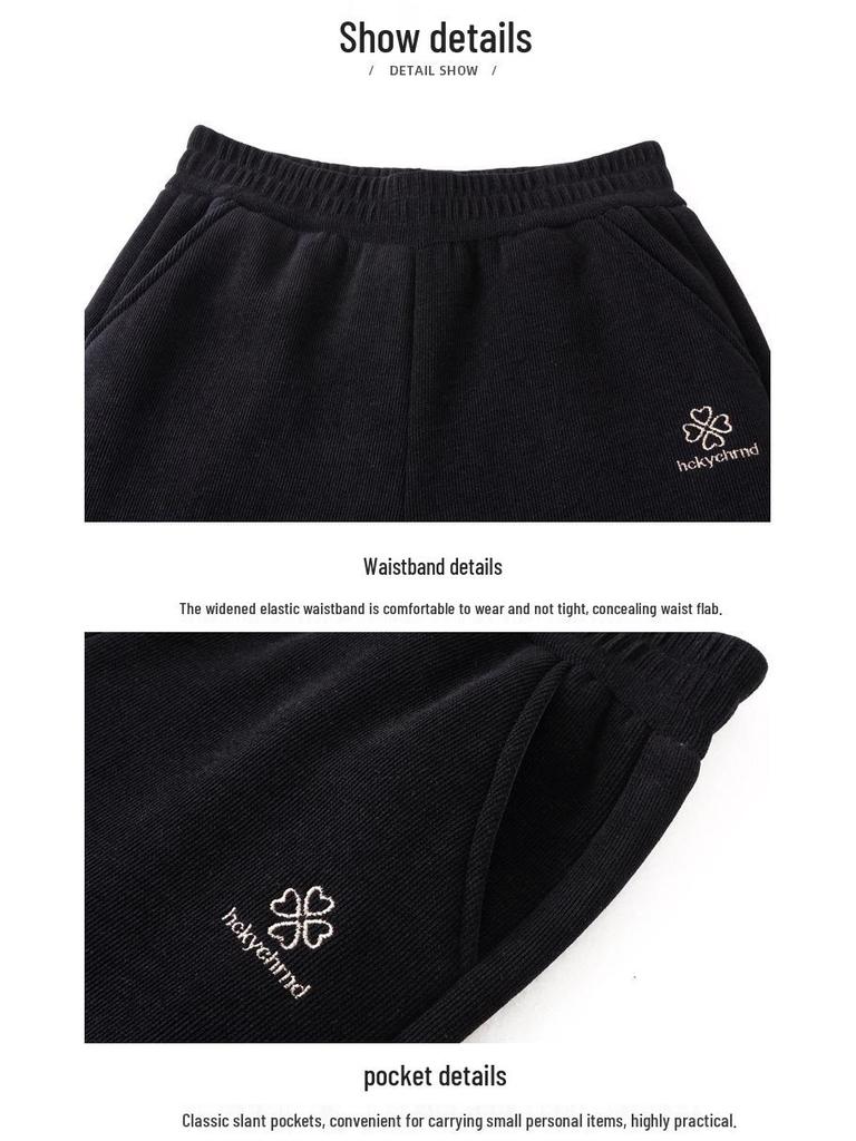 Mom's Velvet Winter Straight-Leg Elastic Waist Pants - Thick, Slimming, Versatile, Long, Deep Crotch for Grandma