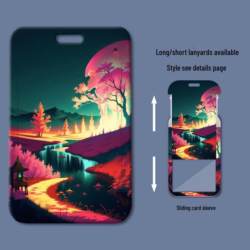 Dreamy Romantic Scenery Card Holder for Student ID, Meal Cards, and Access Badges