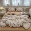 Ins wind bed four-piece spring small fresh quilt cover cartoon washed cotton bed sheet school dormitory bed three-piece set
