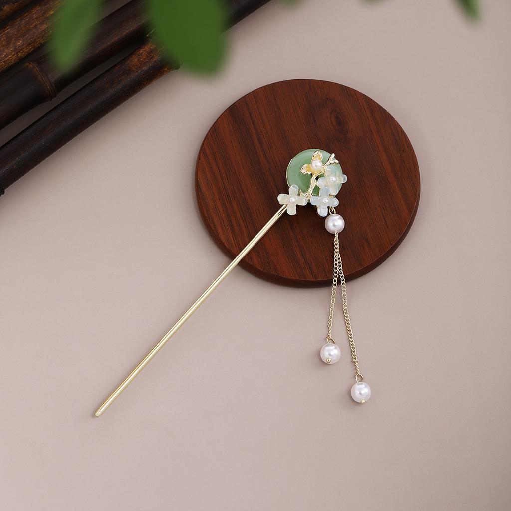 New Chinese Style Ethnic Style Retro Ping An Buckle Cheongsam Hair Ornaments Dripping Oil Flowers Butterfly Tassel Step Shaking Ancient Style Hairpin