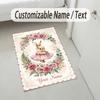 Easter Bunny Theme Crystal Velvet Rug Personalized Custom Name Text Soft Floor Mat Home Decor