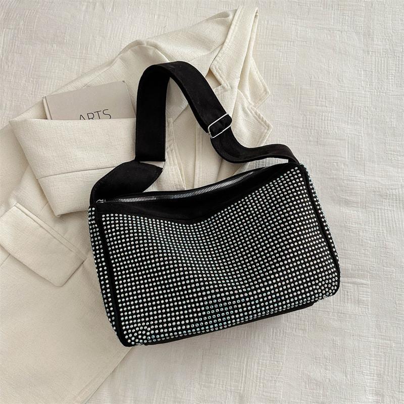 Fashionable Trendy Shiny Rhinestone Tote Bag For Women Elegant Shoulder Crossbody Handbag