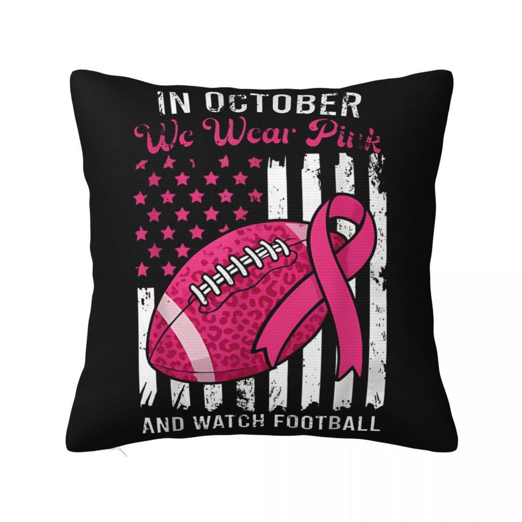 In This Family Nobody Fights Alone Breast Cancer Awareness Square Pillow Case Polyester Decorative Pillow Fashion Cushion Covers