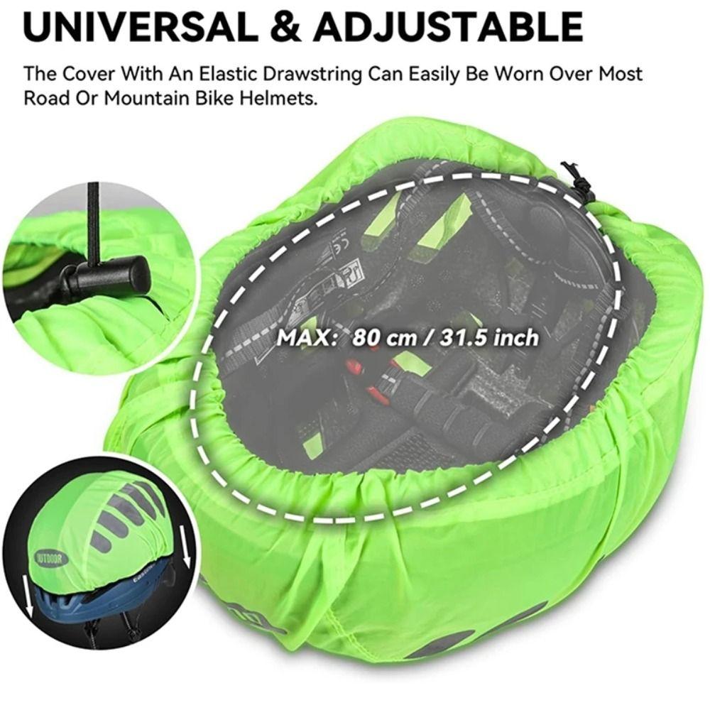 Reflective Strip Bike Helmet Rain Cover High Visibility Waterproof Bicycle Helmet Cover Adjustable Windproof зелёный