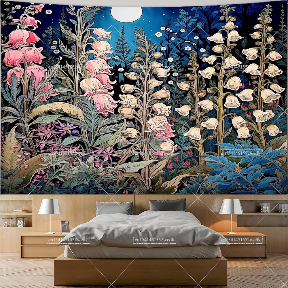 Wildflowers Tapestry Wall Hanging Garden Floral Botanical Tapestries Room Deocr Red Poppies Scenery Photography Background Cloth