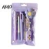 Portable Storage Stationery Case 7PCS Set, Macaron Color Gel Pens/Correction Tape/Cutter/Eraser Include, Learning Supplies Office Records with