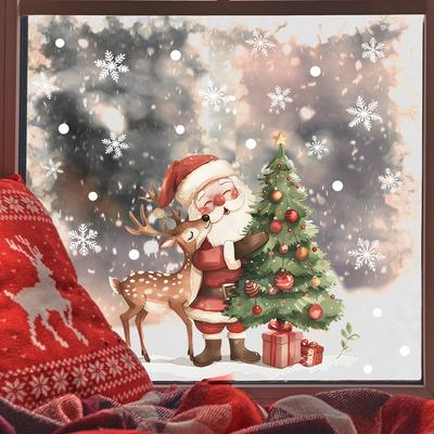 Vánoční dekorace Santa Elk Skleněná okna a okna Úprava krajiny Samolepky na okna UV statické
