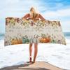 Herbstkürbis Ahornblätter Druck Strandtuch Saugfähig Schnelltrocknend Badetuch Superweiche Stranddecke Reisetuch für Schwimmen Fitnessstudio