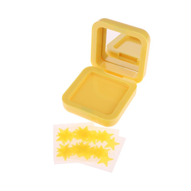 1Box Yellow/Blue Acne Patch Fade Repair Invisible Acne Removal Stickers Cute Concealer Makeup Tool Star Style With Mirror Box