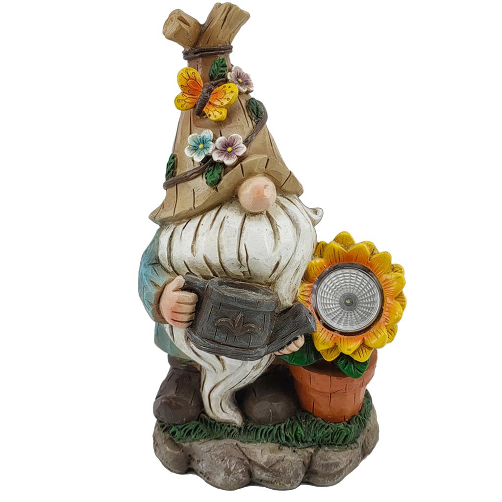 Cross Border Outdoor Solar Light, Elf Resin Craft Decoration, Dwarf Flocking Statue, Decorative Garden Landscape Light